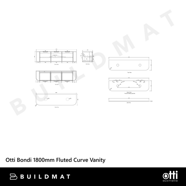 Otti Bondi 1800mm Woodland Oak Fluted Curve Vanity