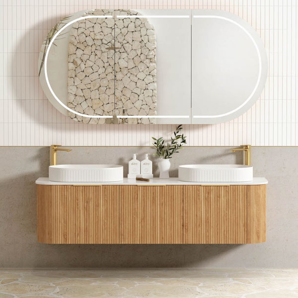 Otti Bondi 1800mm Woodland Oak Fluted Curve Vanity