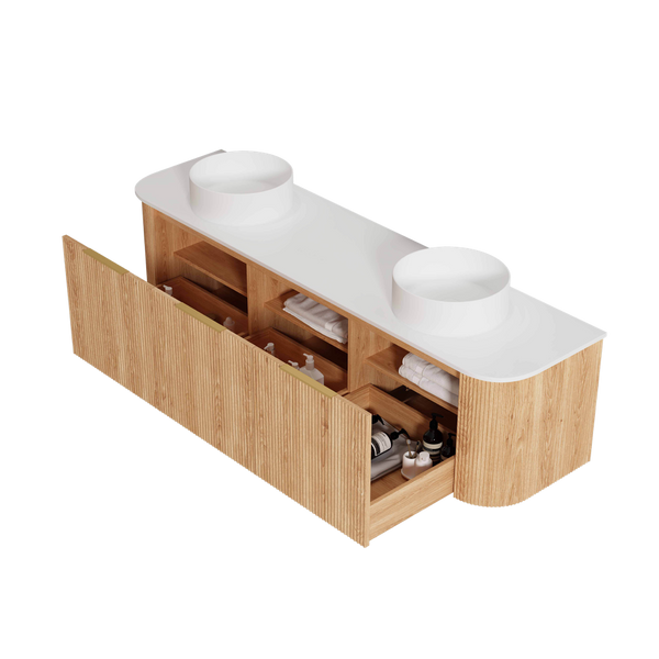 Otti Bondi 1800mm Woodland Oak Fluted Curve Vanity