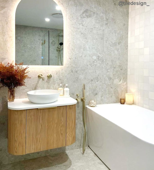 Otti Bondi 750mm Woodland Oak Fluted Curve Vanity