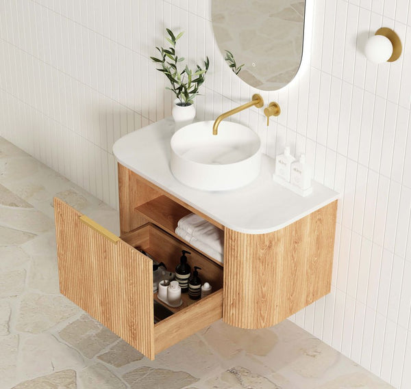 Otti Bondi 900mm Woodland Oak Fluted Curve Vanity
