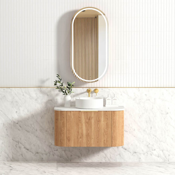 Otti Bondi 900mm Woodland Oak Fluted Curve Vanity