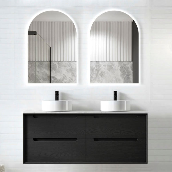 Otti Byron 1200mm Black Oak Wall Hung Vanity Double Bowl