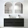 Otti Byron 1200mm Black Oak Wall Hung Vanity Double Bowl