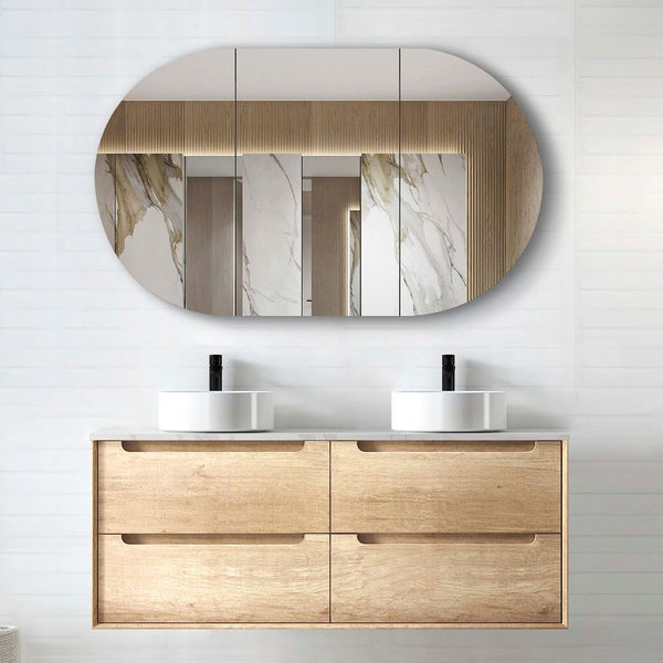 Otti Byron 1200mm Natural Oak Wall Hung Vanity Double Bowl