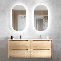 Otti Byron 1200mm Natural Oak Wall Hung Vanity with Natural Carrara Marble Top and Double Bowl Undermount Basin