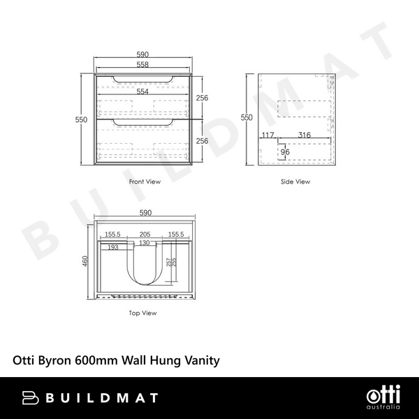 Otti Byron 600mm Black Oak Wall Hung Vanity
