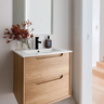 Otti Byron 750mm Natural Oak Wall Hung Vanity with Natural Carrara Marble Top and Undermount Basin