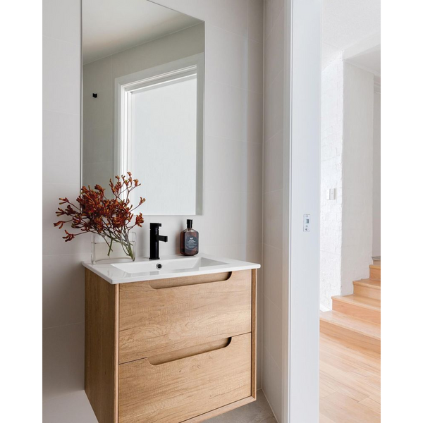 Otti Byron 750mm Natural Oak Wall Hung Vanity with Natural Carrara Marble Top and Undermount Basin