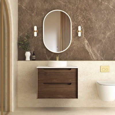 Otti Byron 750mm Sable Walnut Wall Hung Vanity
