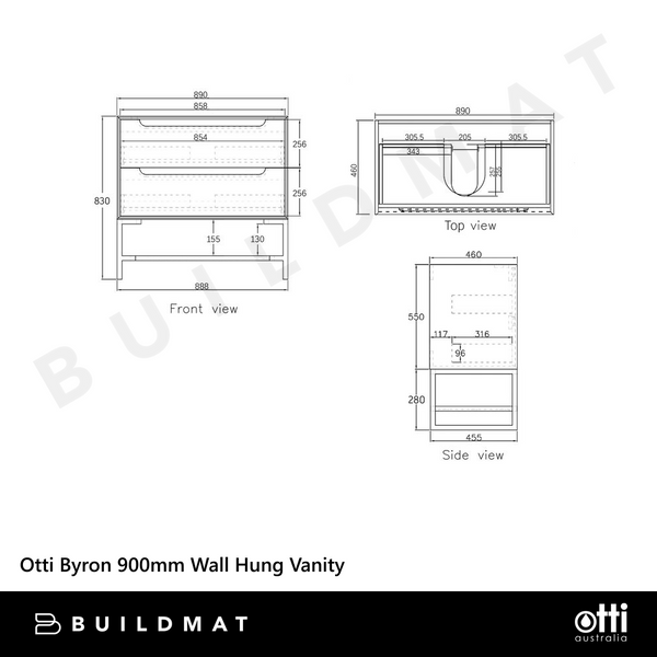 Otti Byron 900mm Natural Oak Wall Hung Vanity with Natural Carrara Marble Top and Undermount Basin