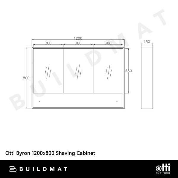 Otti Byron 1200mm Natural Oak Shaving Cabinet