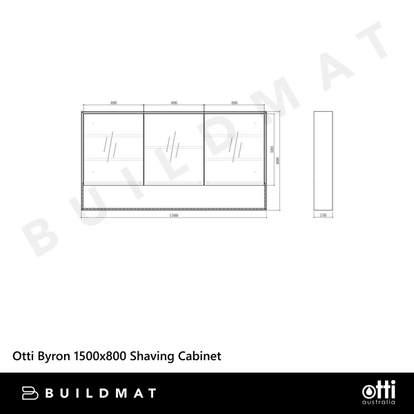 Otti Byron 1500mm Natural Oak Shaving Cabinet