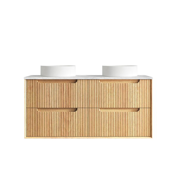 Otti Byron Fluted 1200mm Woodland Oak Wall Hung Vanity with Four Drawers
