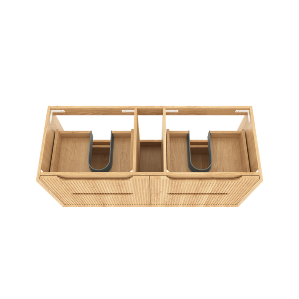 Otti Byron Fluted 1200mm Woodland Oak Wall Hung Vanity with Four Drawers