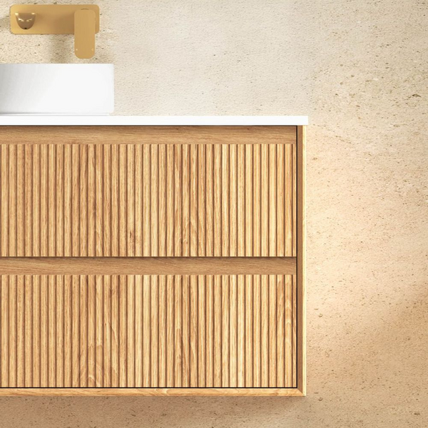 Otti Byron Fluted 1200mm Woodland Oak Wall Hung Vanity