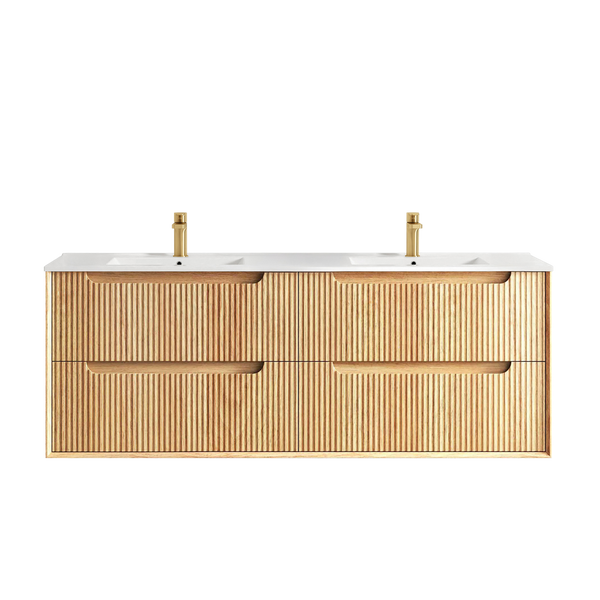 Otti Byron Fluted 1500mm Woodland Oak Wall Hung Vanity