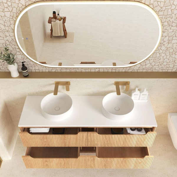 Otti Byron Fluted 1500mm Woodland Oak Wall Hung Vanity