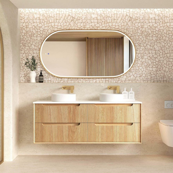 Otti Byron Fluted 1500mm Woodland Oak Wall Hung Vanity