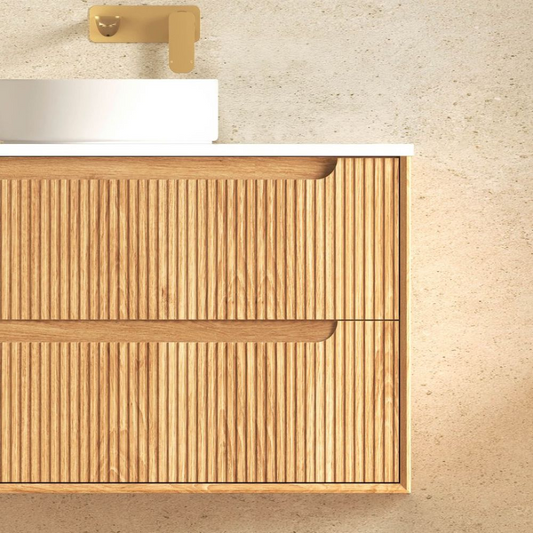Otti Byron Fluted 1500mm Woodland Oak Wall Hung Vanity