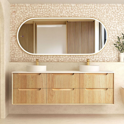Otti Byron Fluted 1800mm Woodland Oak Wall Hung Vanity