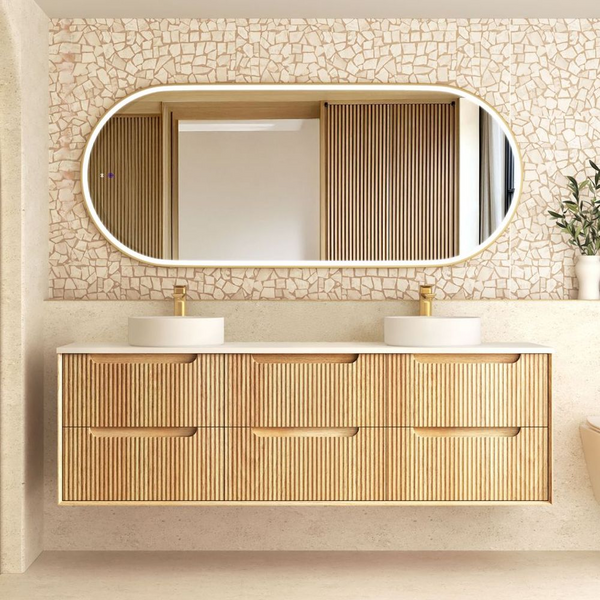 Otti Byron Fluted 1800mm Woodland Oak Wall Hung Vanity
