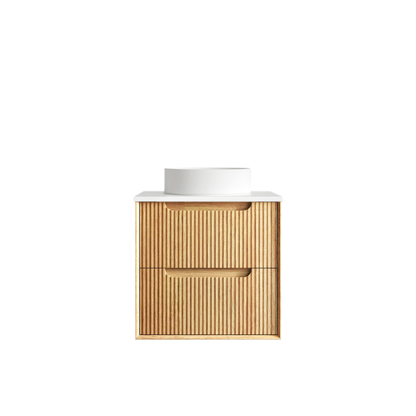 Otti Byron Fluted 600mm Woodland Oak Wall Hung Vanity