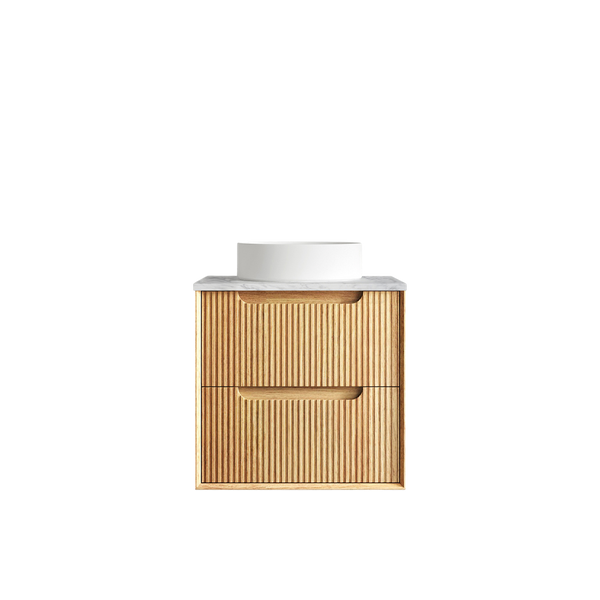 Otti Byron Fluted 600mm Woodland Oak Wall Hung Vanity