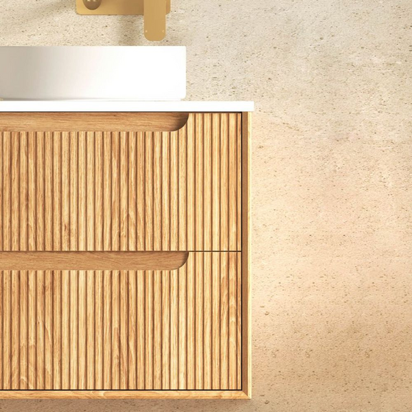 Otti Byron Fluted 600mm Woodland Oak Wall Hung Vanity