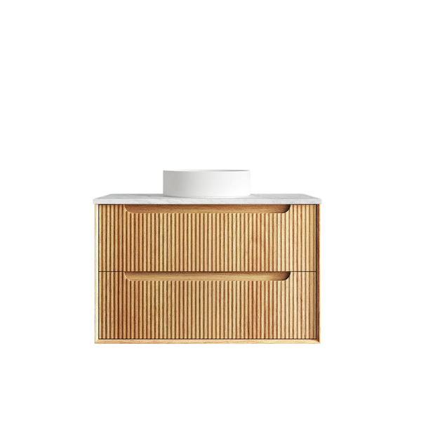 Otti Byron Fluted 900mm Woodland Oak Wall Hung Vanity