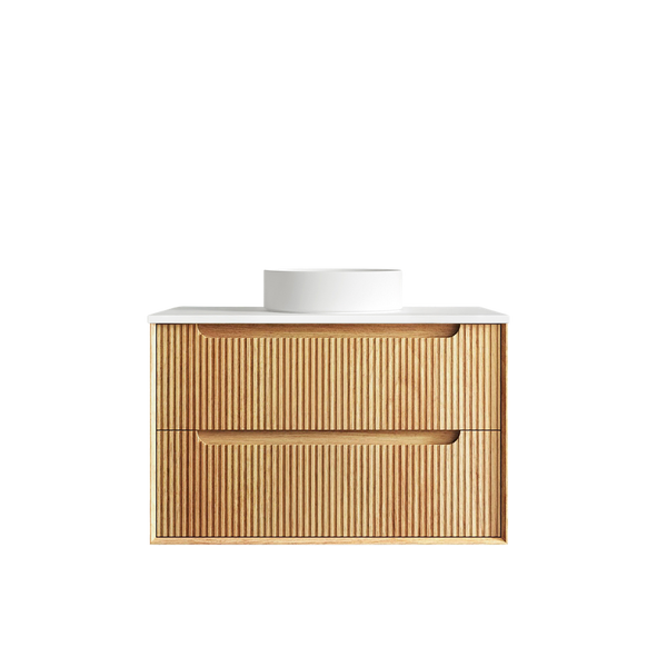Otti Byron Fluted 900mm Woodland Oak Wall Hung Vanity