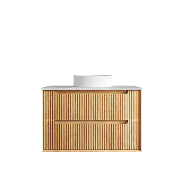 Otti Byron Fluted 900mm Woodland Oak Wall Hung Vanity