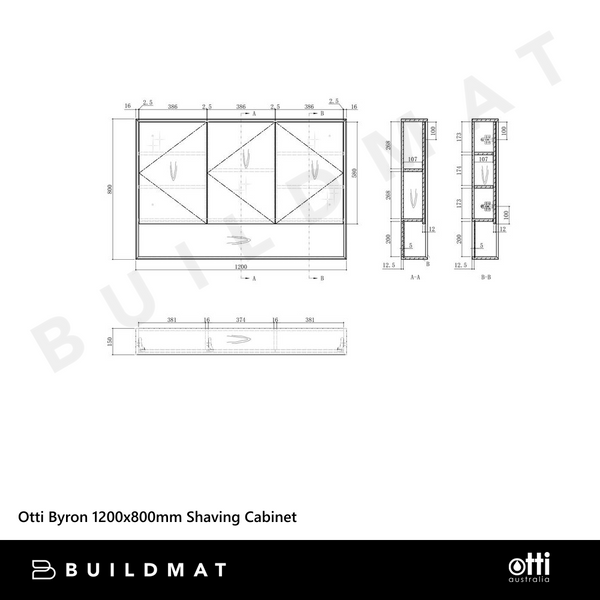 Otti Byron 1200x800mm Shaving Cabinet Woodland Oak