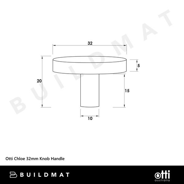 Otti Chloe 32mm Knob Handle Gunmetal