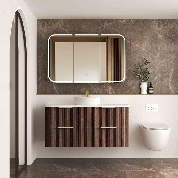 Otti Havana 1200mm Sable Walnut Fluted Wall Hung Vanity