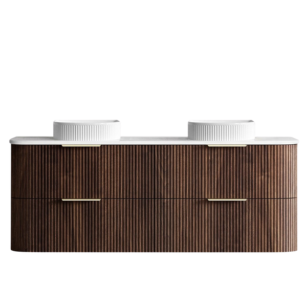 Otti Havana 1500mm Sable Walnut Fluted Wall Hung Vanity