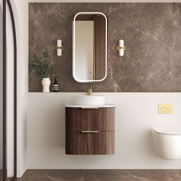 Otti Havana 600mm Sable Walnut Fluted Wall Hung Vanity