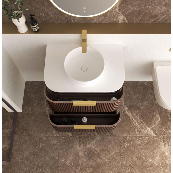 Otti Havana 750mm Sable Walnut Fluted Wall Hung Vanity