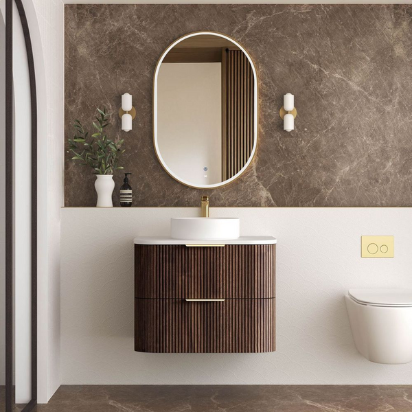 Otti Havana 750mm Sable Walnut Fluted Wall Hung Vanity