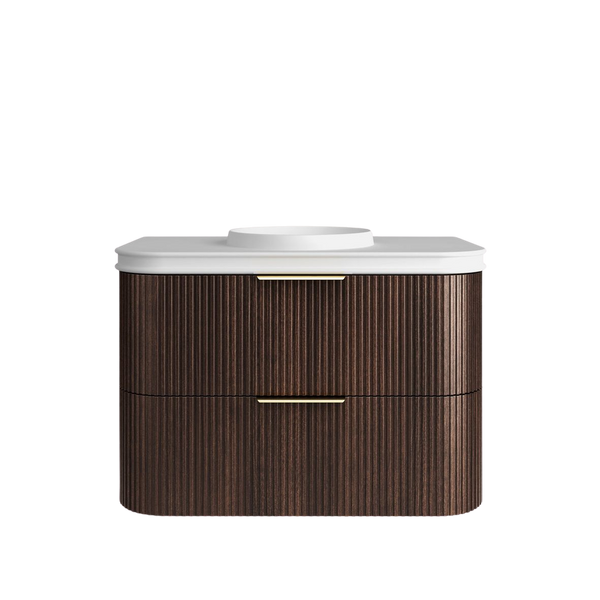 Otti Havana 900mm Sable Walnut Fluted Wall Hung Vanity