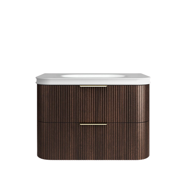 Otti Havana 900mm Sable Walnut Fluted Wall Hung Vanity