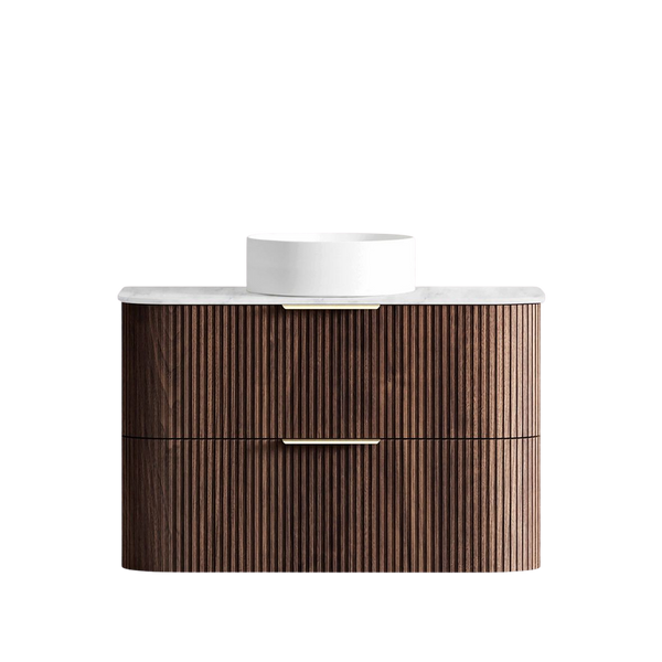 Otti Havana 900mm Sable Walnut Fluted Wall Hung Vanity