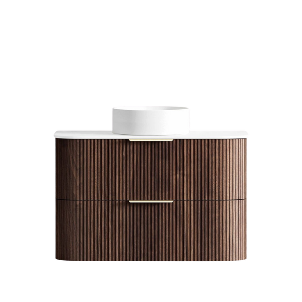 Otti Havana 900mm Sable Walnut Fluted Wall Hung Vanity