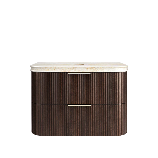 Otti Havana 900mm Sable Walnut Fluted Wall Hung Vanity