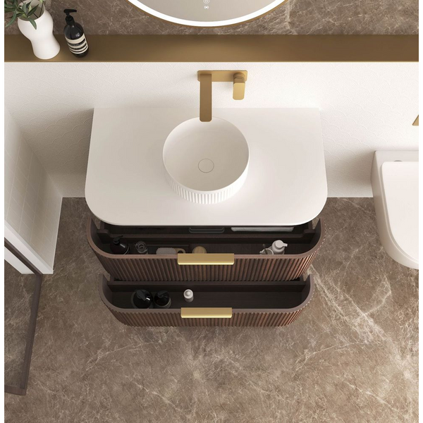 Otti Havana 900mm Sable Walnut Fluted Wall Hung Vanity