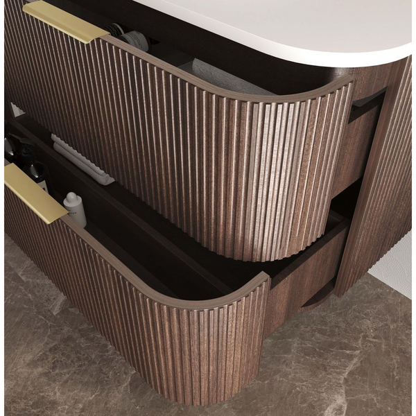 Otti Havana 900mm Sable Walnut Fluted Wall Hung Vanity