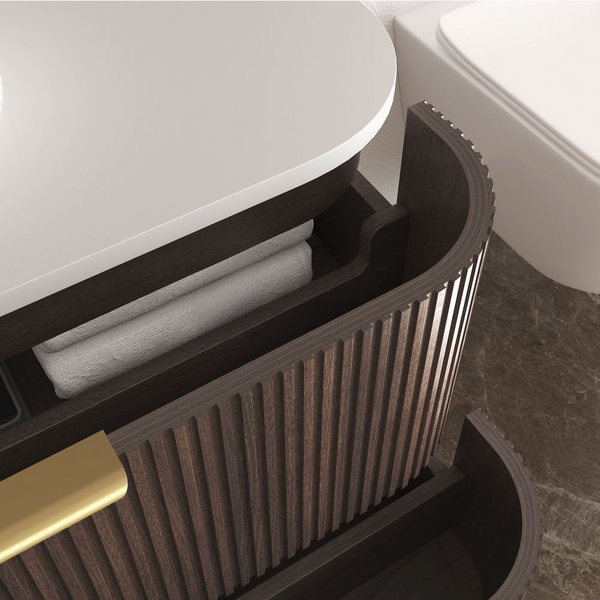 Otti Havana 900mm Sable Walnut Fluted Wall Hung Vanity