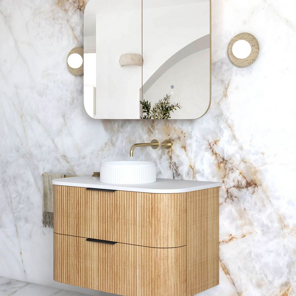 Otti Havana 900mm Woodland Oak Fluted Wall Hung Vanity