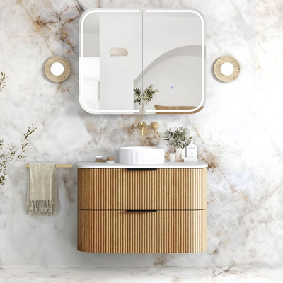Otti Havana 900mm Woodland Oak Fluted Wall Hung Vanity