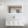 Otti Hampton Mark II 1200mm Satin White Wall Hung Vanity with Natural Carrara Marble Top and Undermount Basin